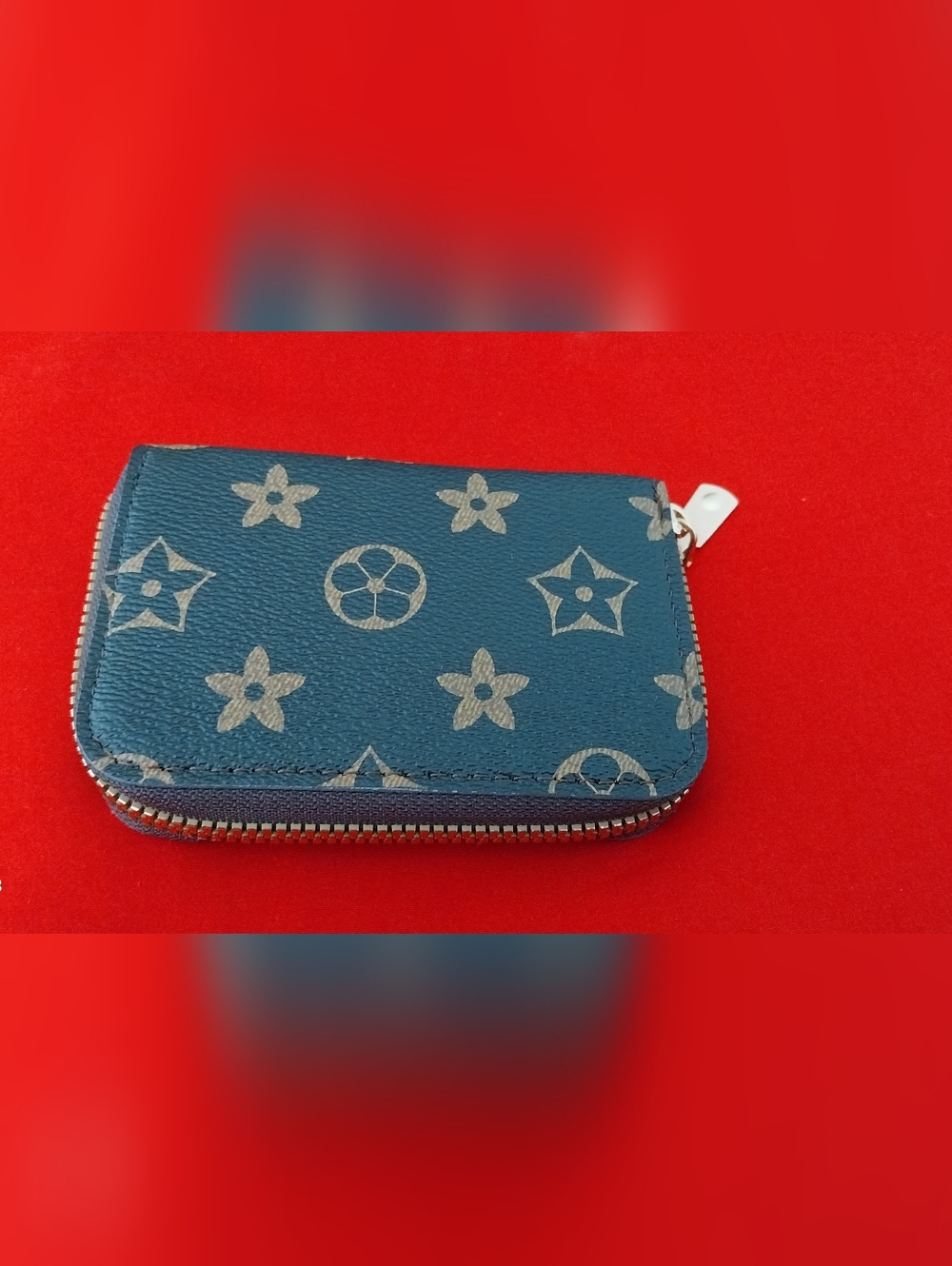 Designer-Style Monogram Zip Coin Wallet - Picture 5 of 6